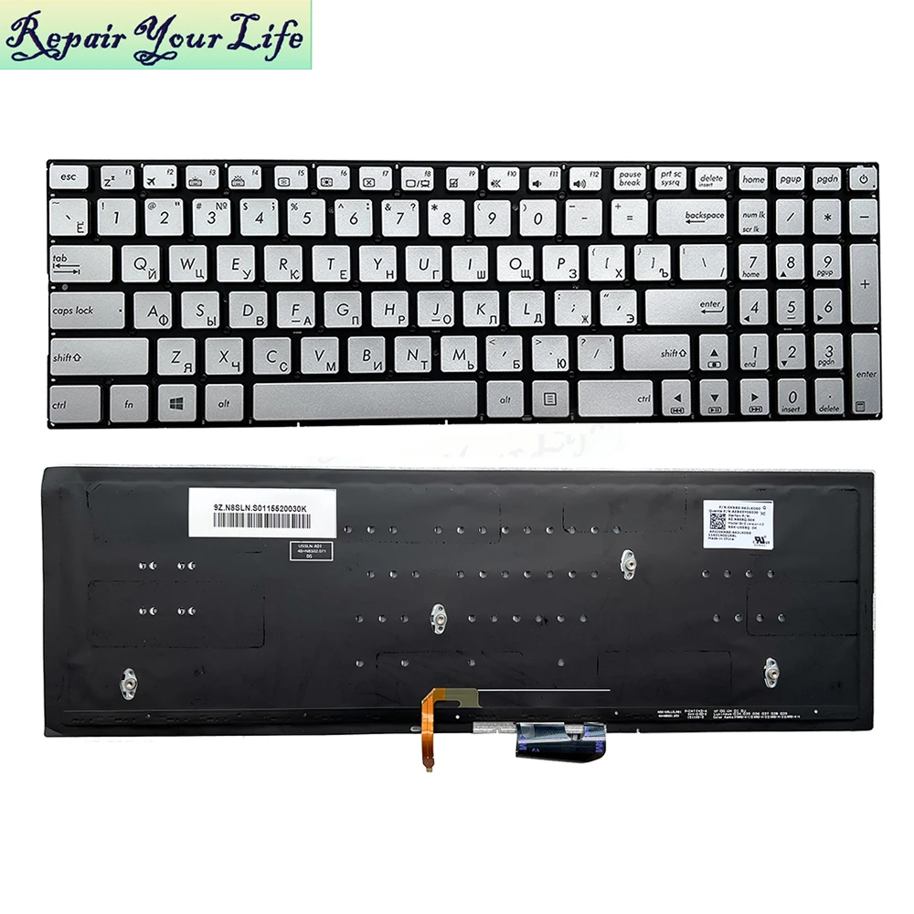 Teclado retroiluminado US RU para For Asus N501 N501VW UX501 UX501VW G501 G501VW EE. UU. Inglés RUS Teclado ruso 0KNB0-662MUS00 AEBK5U02020 - imagen 4
