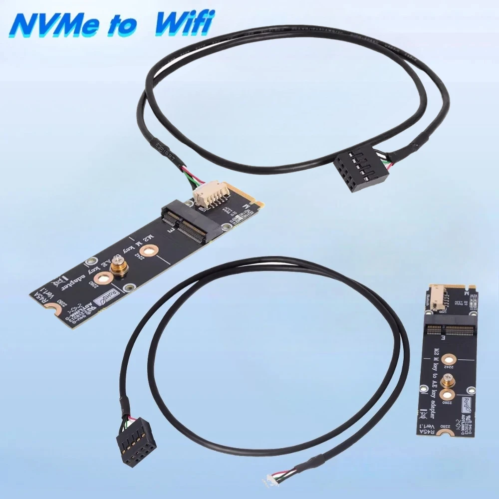 M.2 NVMe M Key 2280 a WiFi A/E Key 2230 tarjeta adaptadora Intel AX210 WiFi Bluetooth tarjeta de red inalámbrica PCI-E 4,0 X2 para QCNCM865 - imagen 2