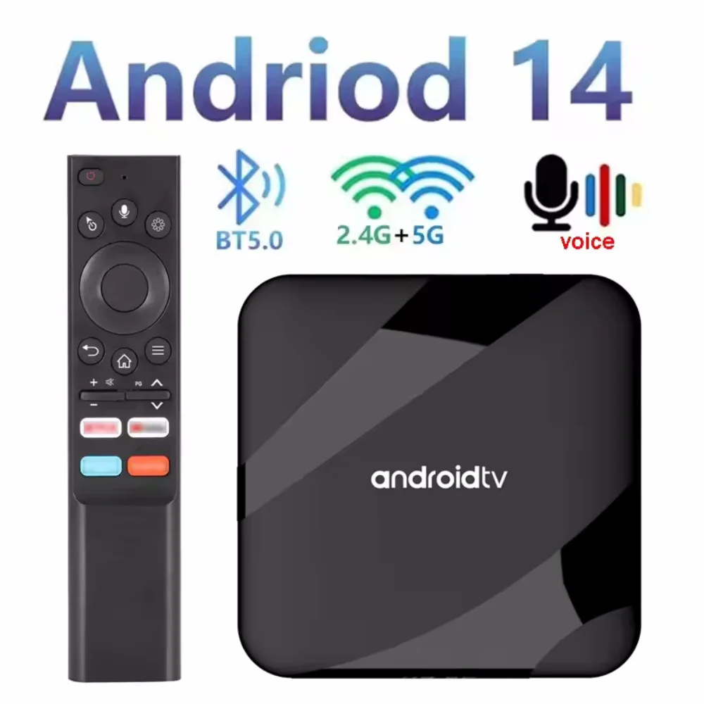 Android 14,0 Smart TV Box 8K HD Smart TV decodificador AV1 Dual-WIFI BT control remoto por voz reproductor multimedia de vídeo 3D Home Theater TV Box - imagen 2