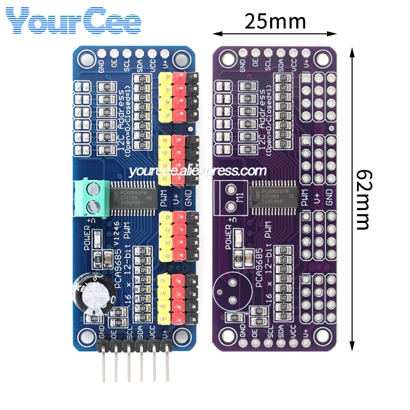 PCA9685A PCA9685 Módulo de placa de expansión de unidad de actuador PWM de 16 canales Microcontrolador Placa de control de interfaz I2C - imagen 2