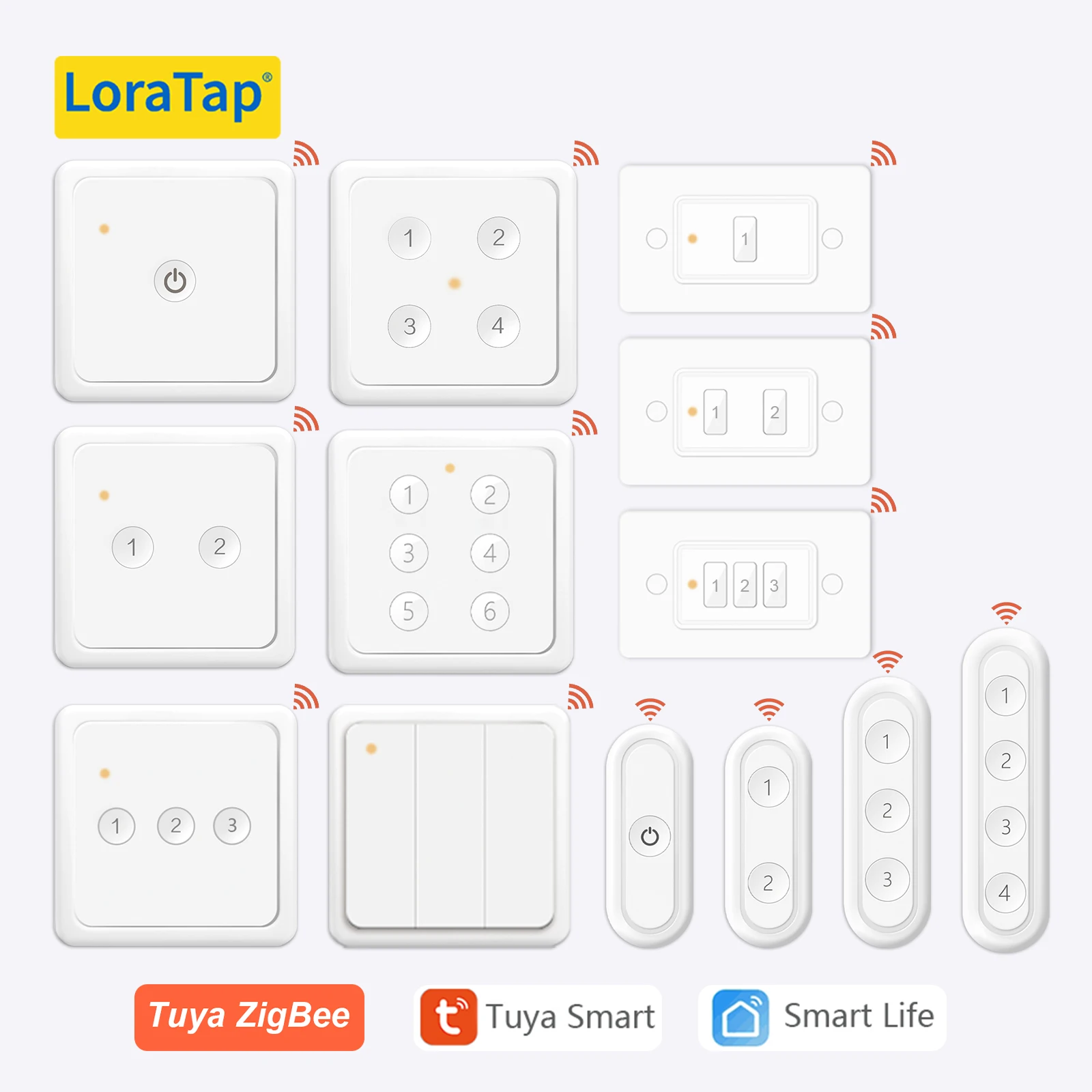 LoraTap ZigBee 3,0 inalámbrico 13 tipos de pulsador Control remoto UE EE. UU. Tuya interruptor de Control de automatización de escena aplicación Smart Life