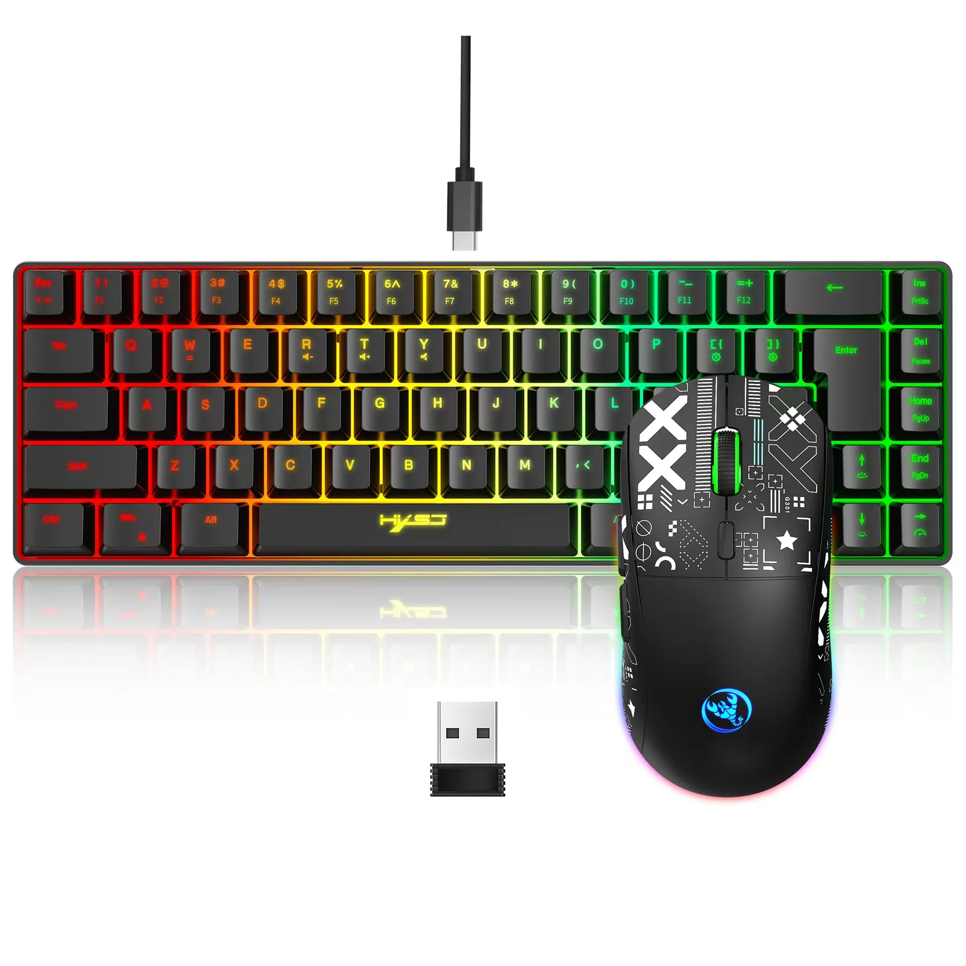 60% juego de combinación de teclado y ratón gamer teclado blanco combo ordenador teclados con cable ratones teclado de oficina para ordenador portátil - imagen 4