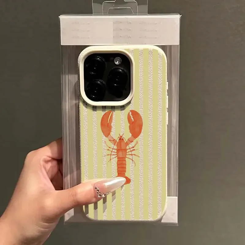 Funda de teléfono langosta a rayas amarillas de verano para iPhone 17 16e 16 15 14 13 12 11 Pro Max X Xs XR XSMax 16Plus cubierta suave a prueba de golpes - imagen 3