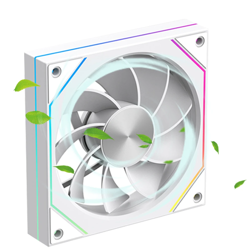 Ventiladores de carcasa RGB de 12cm con efecto de iluminación PWM, ventilador de computadora silencioso de 5V-3 pines, ventilador de chasis de computadora, velocidad de 1800RPM para caja de computadora PC