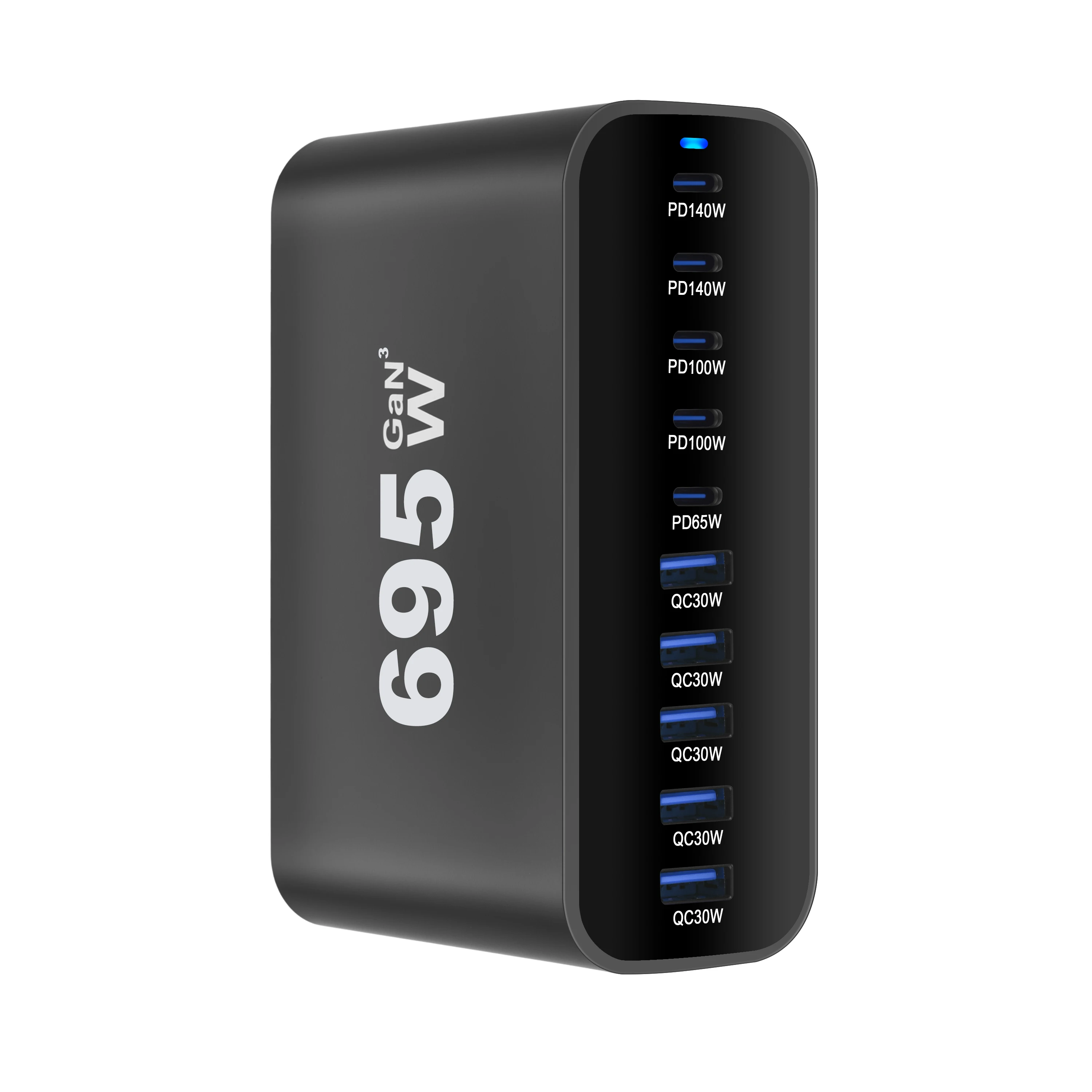 Cargador de escritorio GaN USB C de 10 puertos de 695W 140W PD3.1 para MacBook Pro 16", 100W para computadora portátil, estación de carga rápida 5C5A - imagen 3