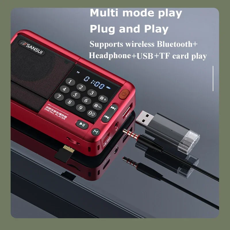 Sansui-Radio FM portátil, altavoces Bluetooth inalámbricos, Mini reproductor MP3 para transmisión, Walkman para escuchar música, F33 - imagen 2