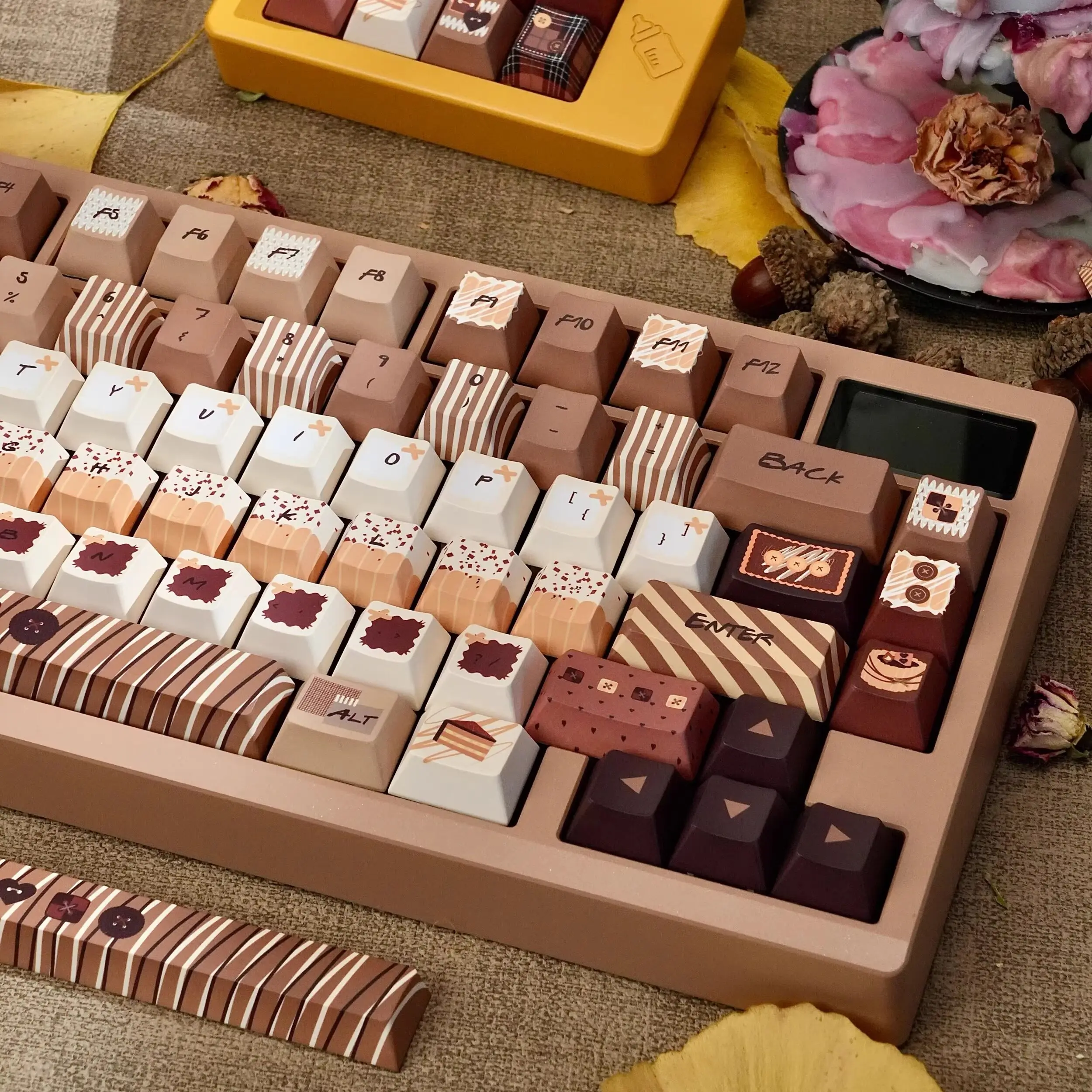 MAIMOOO Tiramisú Keycaps Cherry FOA Profile PBT Sublimación térmica de cinco lados Teclas marrones personalizadas para teclado mecánico - imagen 2