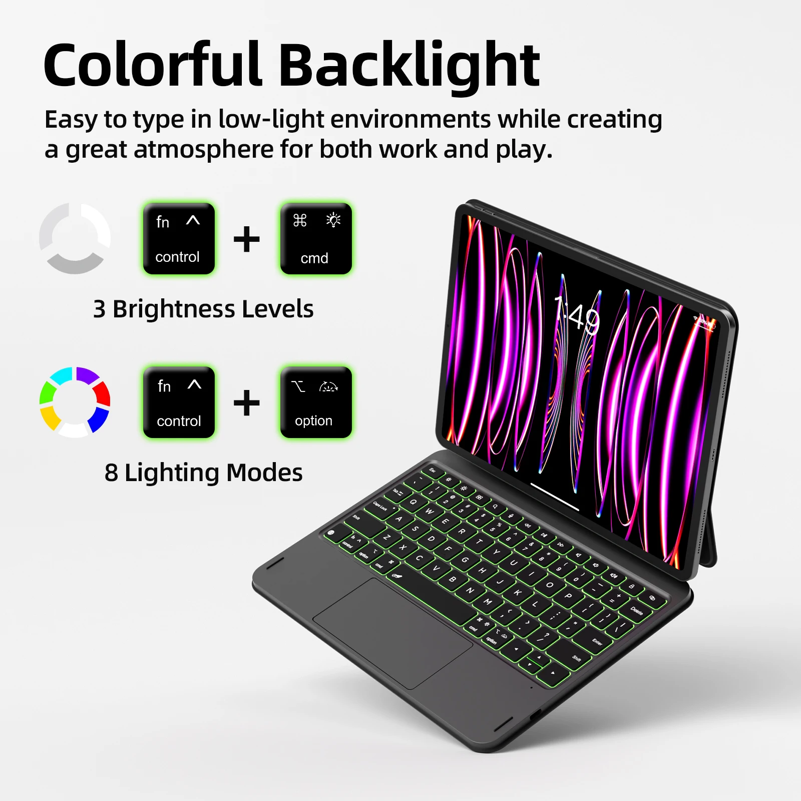 GOOJODOQ teclado mágico Bluetooth para iPad Pro 11 Air 11 M3/M2 Pro 12,9 Pro 13 iPad A16 Trackpad multitáctil de eje plano de 10. a generación - imagen 5