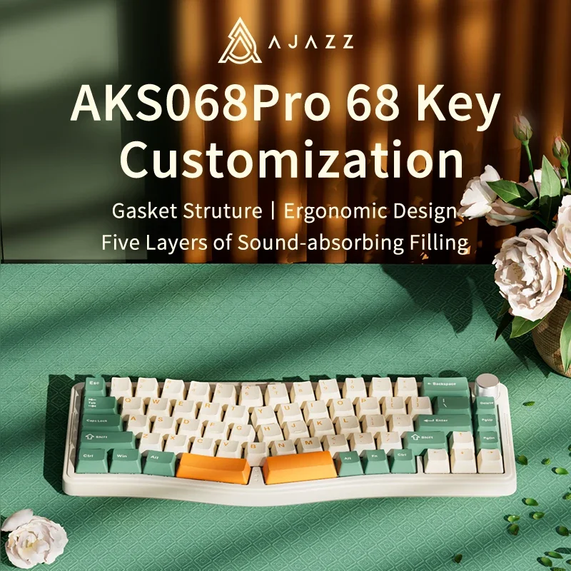 Aijaz AKS068 Professional Edition - Teclado mecánico de 68 teclas con teclas intercambiables en caliente Reproductores de PC para juegos de diseño ergonómico - imagen 3