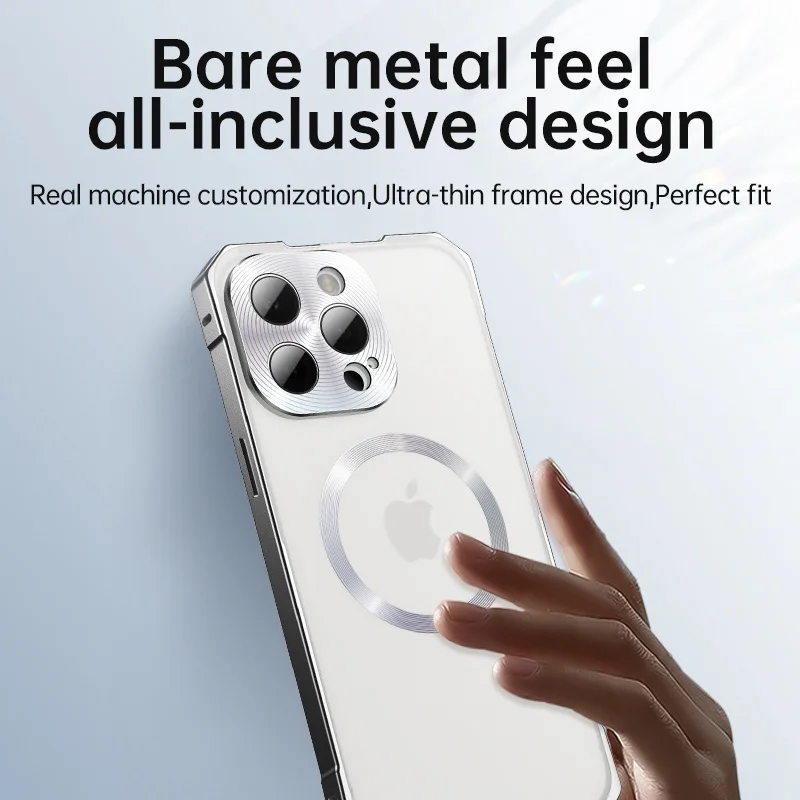 Funda magnética con marco de Metal de aleación de aluminio para iPhone 16 15 Pro Max, mate, transparente, carga inalámbrica Magsafe, cubierta a prueba de golpes - imagen 5