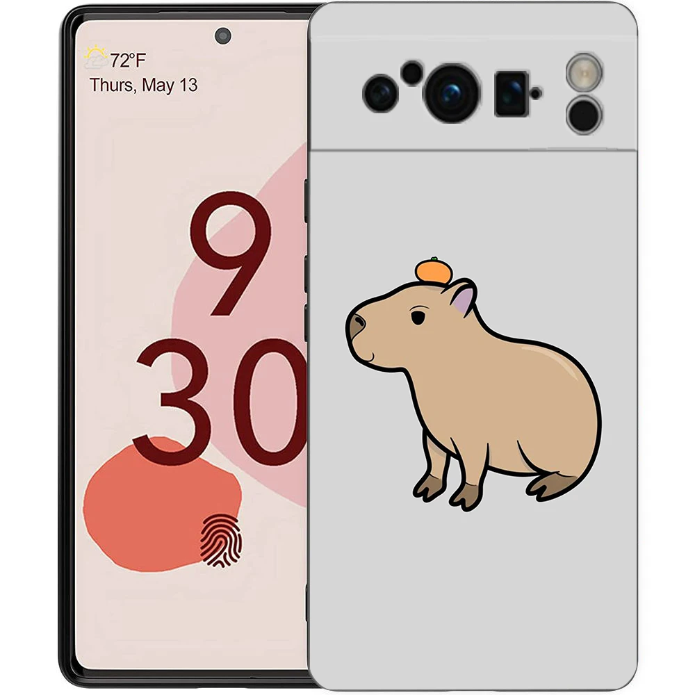 Funda de teléfono Capybara de dibujos animados para Google Pixel 8 7 6 Pro 6A 7A 5G silicona suave a prueba de golpes TPU cubierta negra Fundas - imagen 3