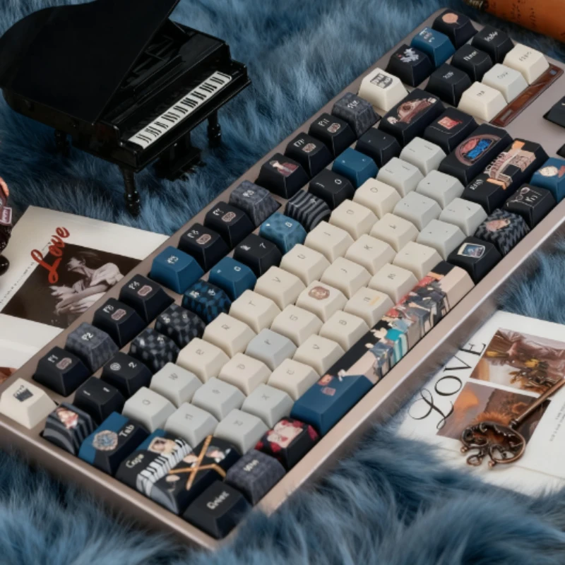 Juego de teclas reemplazables de estilo Retro PBT, perfil de cereza hecho en abanico, variedad sincera y desenganchar, periférico personalizado - imagen 3