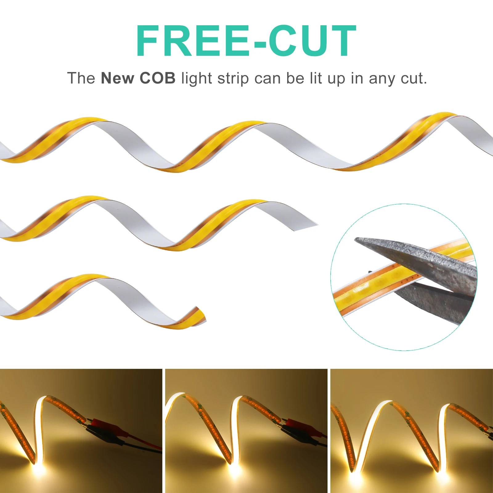 Tira de luces LED COB de corte libre DC12V 24V 5mm 8mm 400LEDs/m cinta de luz LED Flexible para habitación gabinete cocina 3000K 4000K 6000K 5M 10M 20M - imagen 2