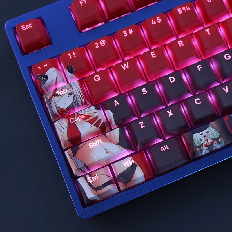 108 teclas/juego Azur Lane KMS Agir Keycap PBT Dye Sub retroiluminado KeycapsCartoon Anime Gaming Key Caps para teclados ANSI 61 87 104 108 - imagen 3