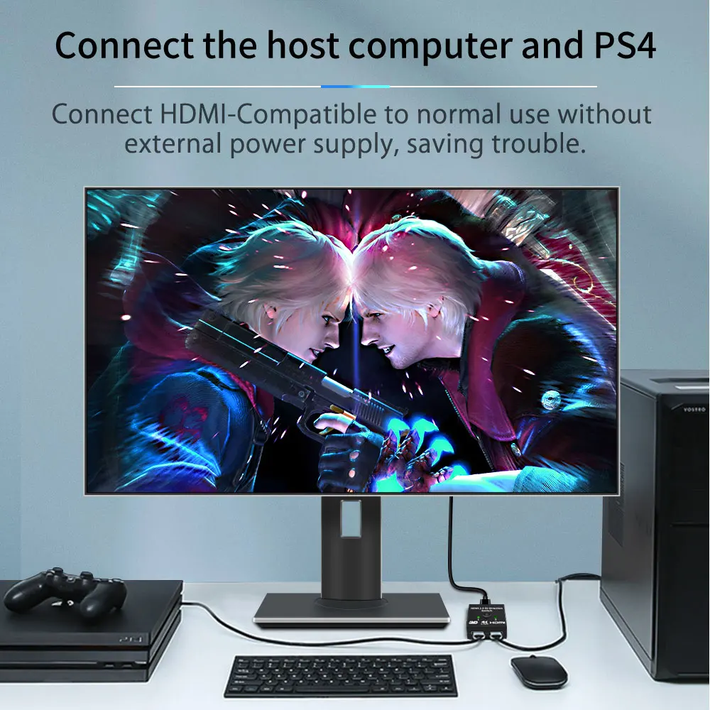 Conmutador divisor HDMI 4K bidireccional 1x2/2x1 KVM TV box PS4/3 adaptador de conmutador entrada dual interruptor de salida única en cualquier momento - imagen 4