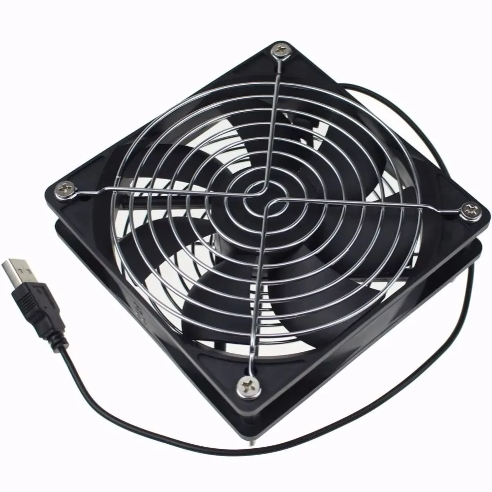 Ventilador con cubierta de PC para ordenador, 12cm/4,72 pulgadas, 5V, alimentado por USB, para receptor, DVR, Xbox, TV Box, enrutador, chasis silencioso - imagen 3