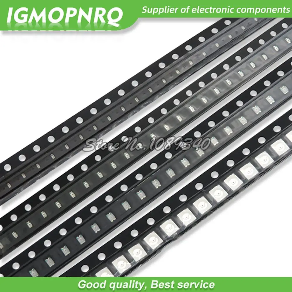 Diodo emisor de luz led transparente, smd de 100, 0402, 0603, 0805, 1206, 1210, 3528, 5050, 5730, rojo, amarillo, verde, blanco y azul