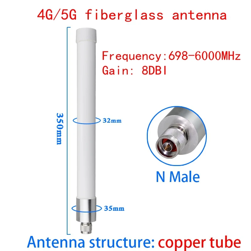 Amplificador de señal de teléfono móvil 3G LTE 4G 5G, enrutador, tarjeta de red, antena externa omni de 600-6000MHz, antena FRP impermeable para exteriores - imagen 5
