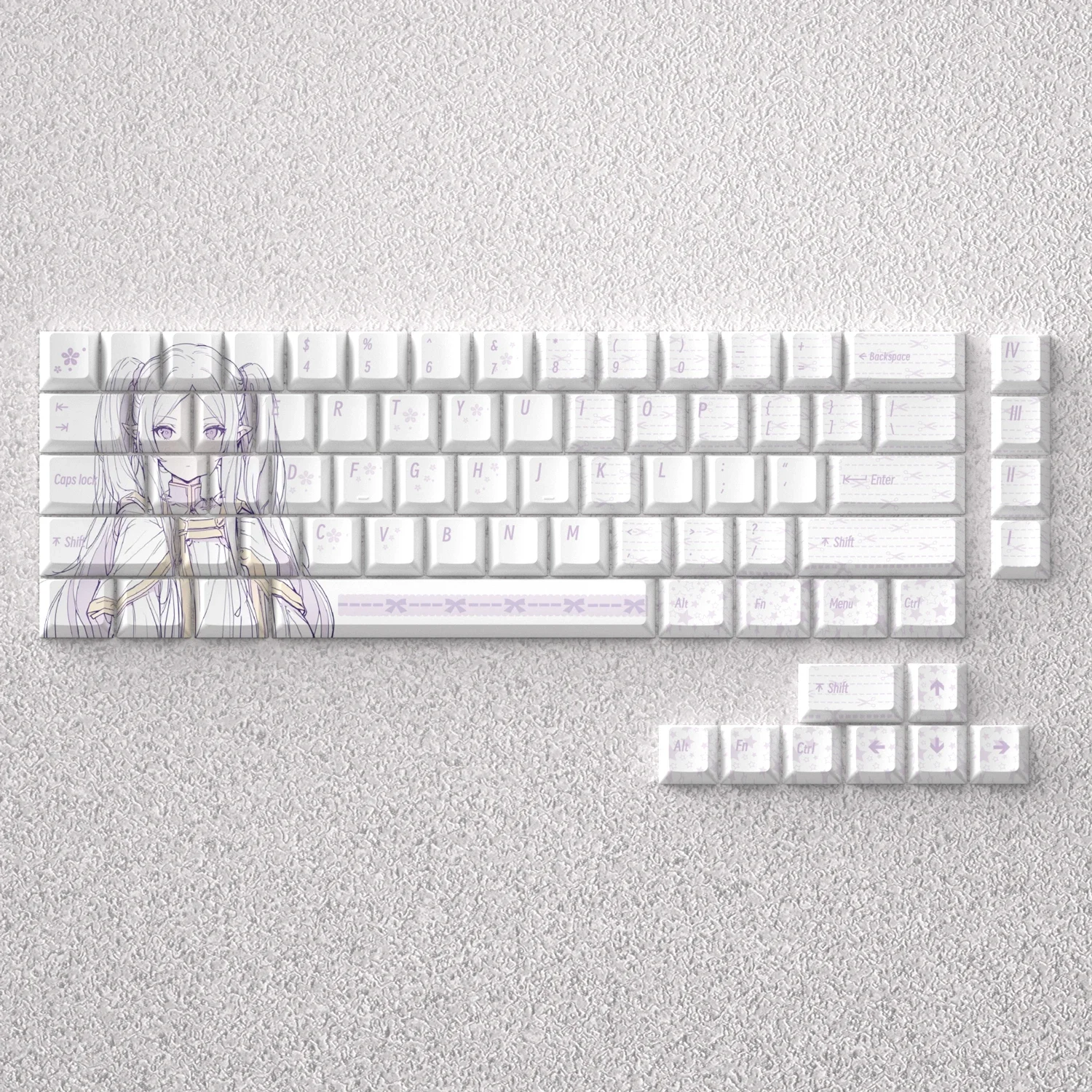 Teclas de 73 teclas Frieren PBT Dye Sub Cherry Blue Anime Comic White para teclado mecánico 60% 65% 68% GK61 Anne Pro2 Akko Fun60 - imagen 2
