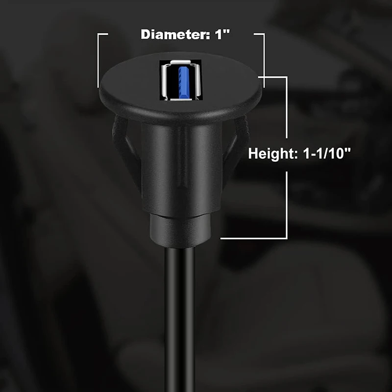 Cable de extensión de montaje en Panel empotrado macho a hembra con hebilla para coche, camión, barco, motocicleta, tablero automático, USB pequeño 3,0/2,0, 1m - imagen 5