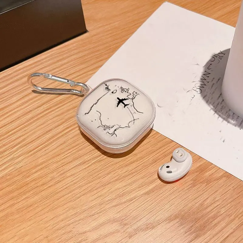 Bonita funda anticaída para auriculares con diseño de avión para Samsung Galaxy Buds 2/Pro/Live/FE con funda protectora para llavero - imagen 3