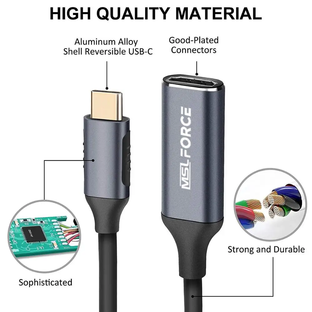 Cable adaptador USB tipo C a HDMI, convertidor macho a hembra de USB-C para MacBook 2019, Huawei, Matebook, Samsung S8 - imagen 2