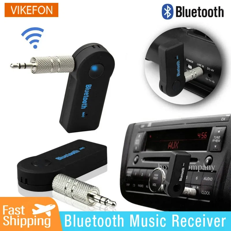 VIKEFON receptor de Audio Bluetooth estéreo 3,5mm Jack AUX adaptador Bluetooth MP3 transmisor de coche altavoz inalámbrico adaptador de auriculares