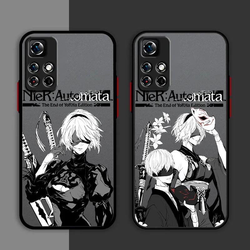 NieR Automata funda de teléfono de Anime para Redmi Note 13, 12, 11, 10 Pro Plus, Pro S T, 5G, cubierta translúcida mate esmerilada - imagen 2