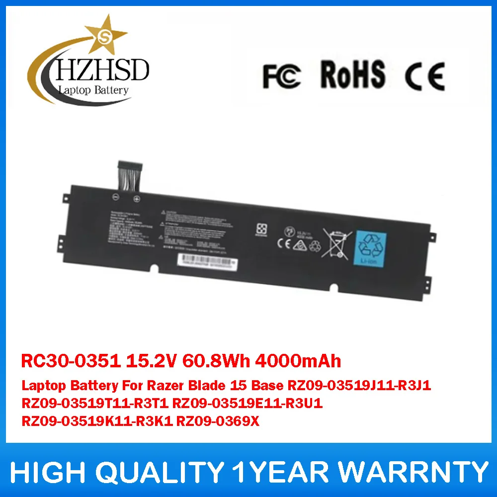 RC30-0351 15,2 V 60.8Wh 4000mAh batería del ordenador portátil para Razer Blade 15 Base RZ09-03519J11-R3J1 RZ09-03519T11-R3T1 RZ09-03519E11-R3U1