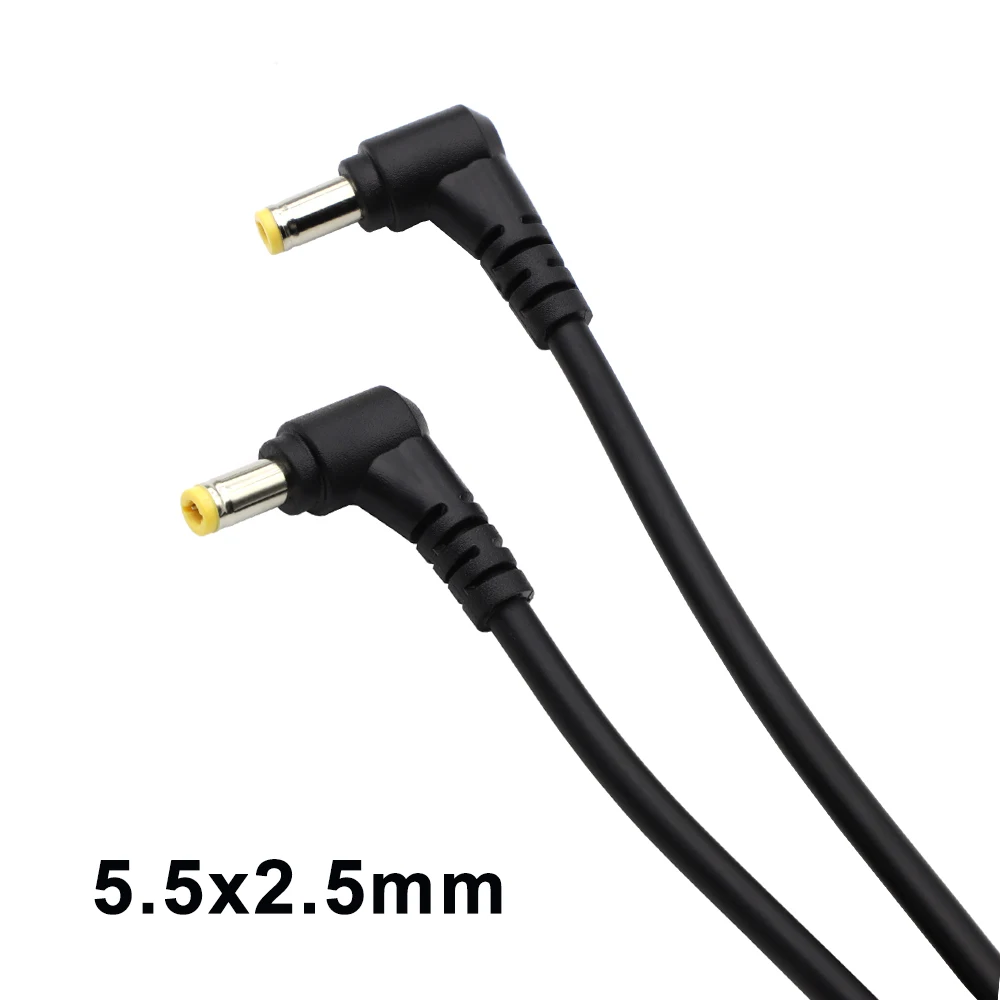Enchufe de alimentación CC 18AWG 5,5x2,5mm/5,5*2,1mm macho a macho 90 conector de Cable tipo ángel derecho 12V 10A cables de extensión de alimentación 49cm - imagen 3