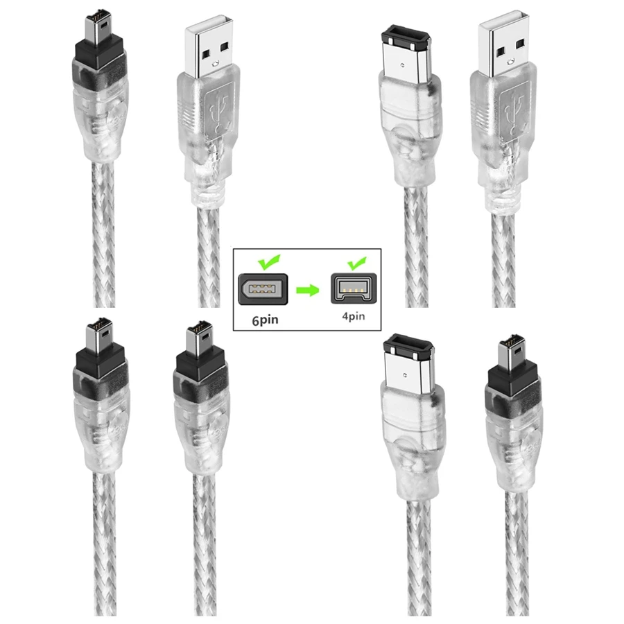 Cable de datos Firewire 1394 USB a 4 pines a 6 pines Cable de conexión IEEE 1394 para cámara videocámara DV accesorio de Cable de tarjeta de adquisición