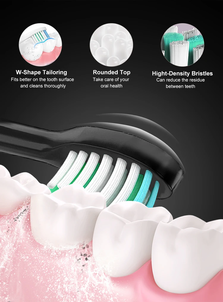 Cepillo de dientes eléctrico sónico, blanqueamiento Dental ultrasónico inteligente, cepillo de dientes recargable para adultos, Sarmocare S100 con 8 cabezales - imagen 2