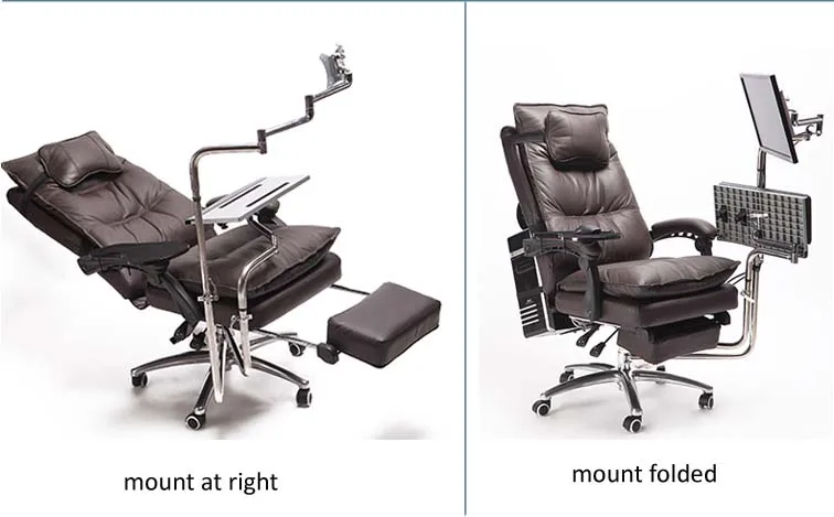 Full Motion OK990 alrededor del eje de la silla soporte de Monitor doble + soporte de teclado + abrazadera de brazo codo muñeca estante alfombrilla de ratón juego Oficina - imagen 4