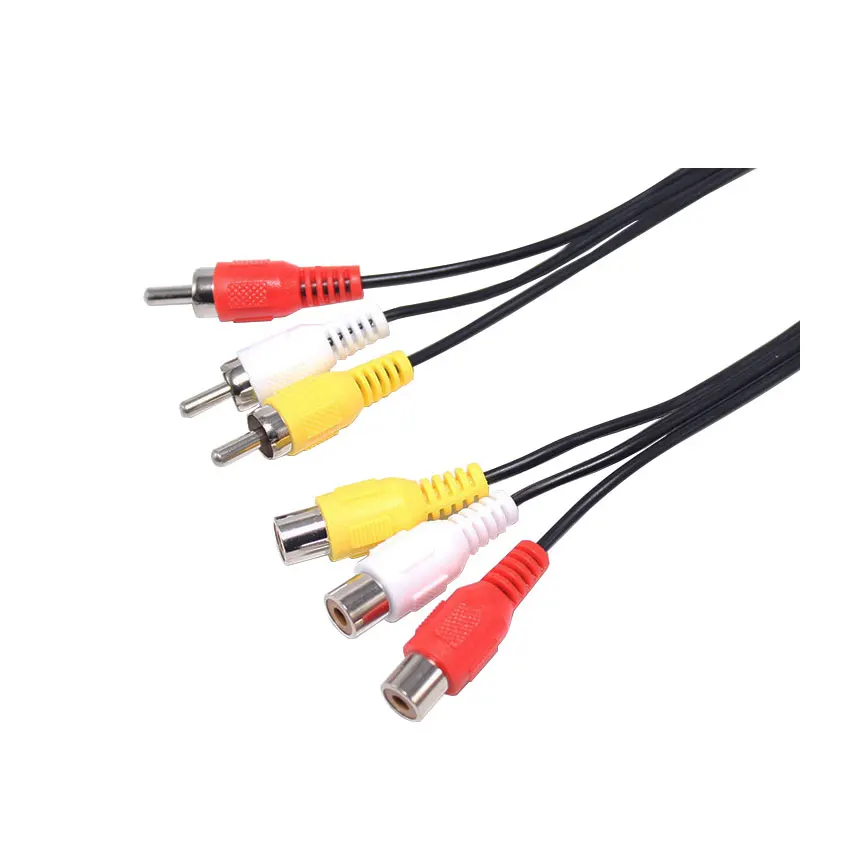 1,5 M 3 RCA macho a 3 RCA macho hembra conector compuesto Audio Video AV Cable de extensión Cables de enchufe