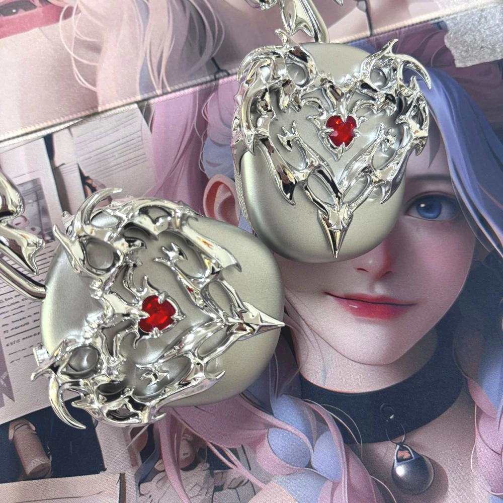 Funda para Airpods Max Y2K Love Crystal Bow resina plata funda para auriculares decoración Airpods Max accesorio accesorios para auriculares - imagen 3