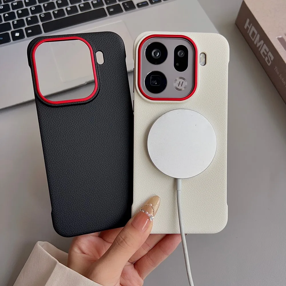 Para OPPO Find X9 Pro funda dura de PU con carga inalámbrica funda protectora trasera magnética delgada para OPPO Find X8 X8Pro carcasa de teléfono - imagen 5