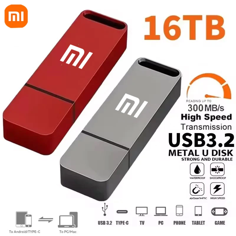 Xiaomi Original Pen Drive 64TB USB 3,2 unidad Flash de alta velocidad tipo C memoria USB de Metal para dispositivos de almacenamiento de computadora 2025 - imagen 3