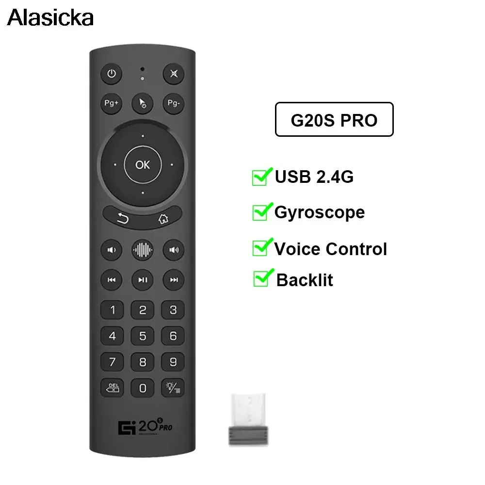 G20S PRO Control remoto por voz inteligente 2,4G inalámbrico retroiluminado BT5.0 Air Mouse giroscopio IR aprendizaje para Android TV Box G20 BTS Plus - imagen 3