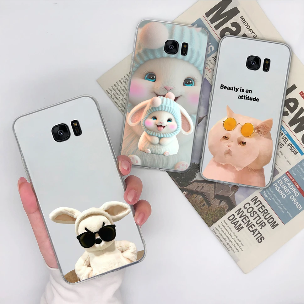 Para Samsung Galaxy S7 Edge S6 Edge + funda de teléfono Animal encantador dibujos animados suave TPU transparente funda de silicona para SamsungS6 S 7 Shell - imagen 3