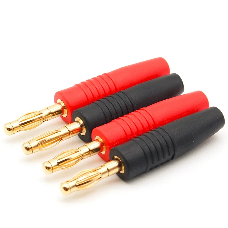 Clavijas de 4mm chapadas en oro para altavoz Musical, conectores Banana, nuevo, 4 piezas