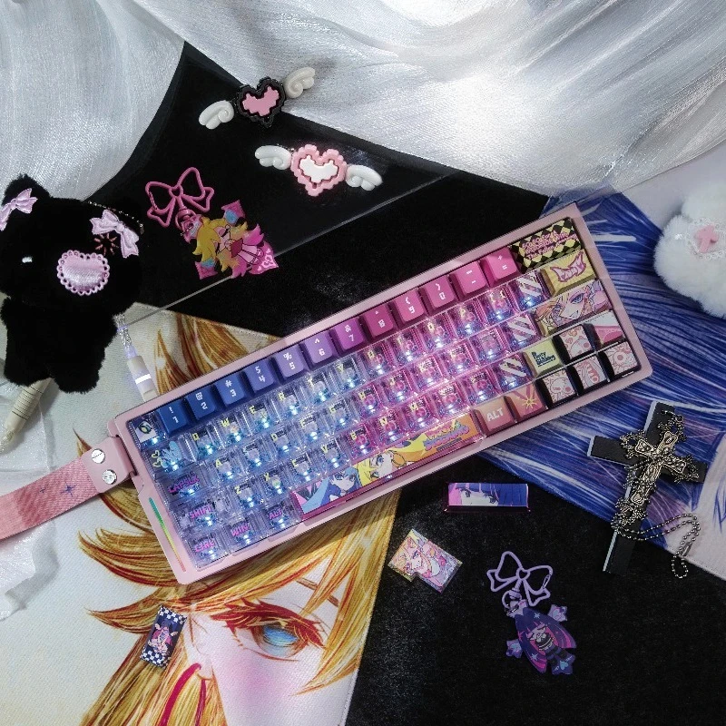 Panty & Stocking con liguero, juego de teclas, tallado lateral, PBT, PC, translúcido, perfil de cereza, tapas de teclado para accesorio de teclado - imagen 3