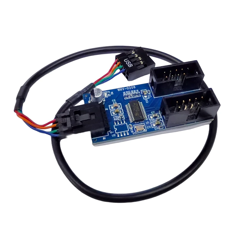 Tarjeta de expansión divisor USB de 30cm y 9 pines, adaptador de Cable de extensión 1 a 2/4, placa elevadora, concentrador USB2.0 para cabezal de placa base de escritorio - imagen 2