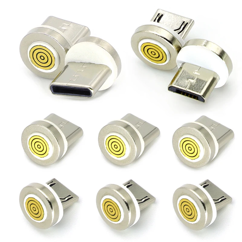 Adaptador de enchufe de Cable de carga magnético de 7 pines, 5 uds., para Micro teléfono móvil tipo C, piezas de repuesto de puntas magnéticas de rotación de 360 grados