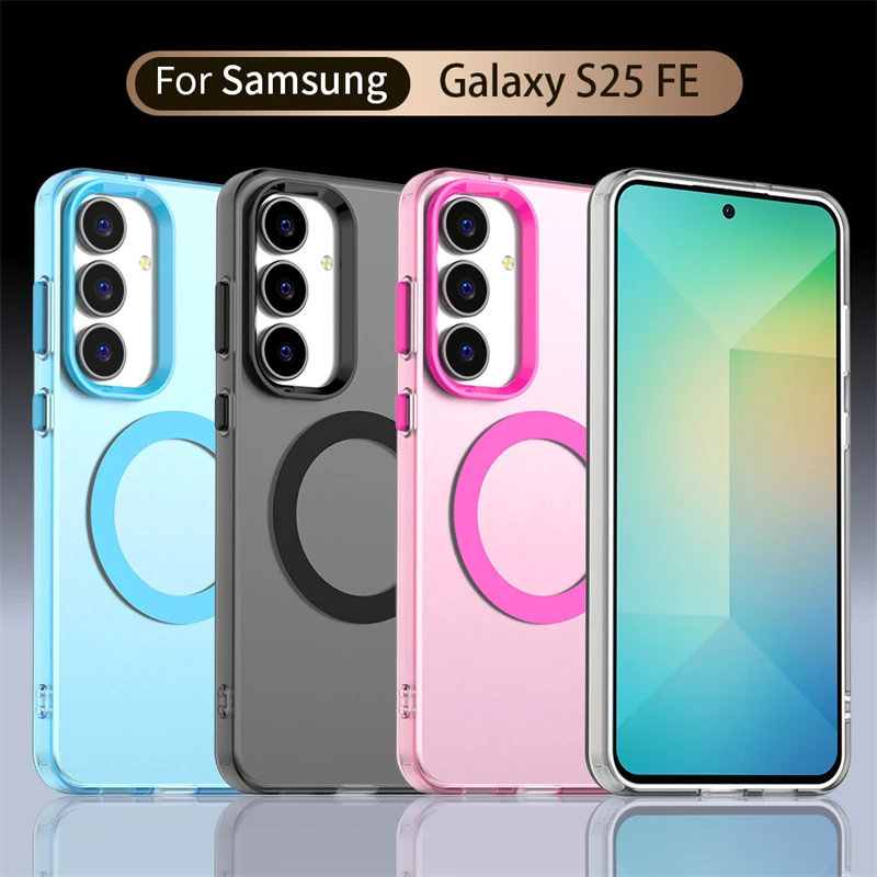 Funda magnética de carga inalámbrica para Samsung Galaxy S25 FE, funda protectora de silicona esmerilada de lujo para Samsung S25 FE S25 FE - imagen 2