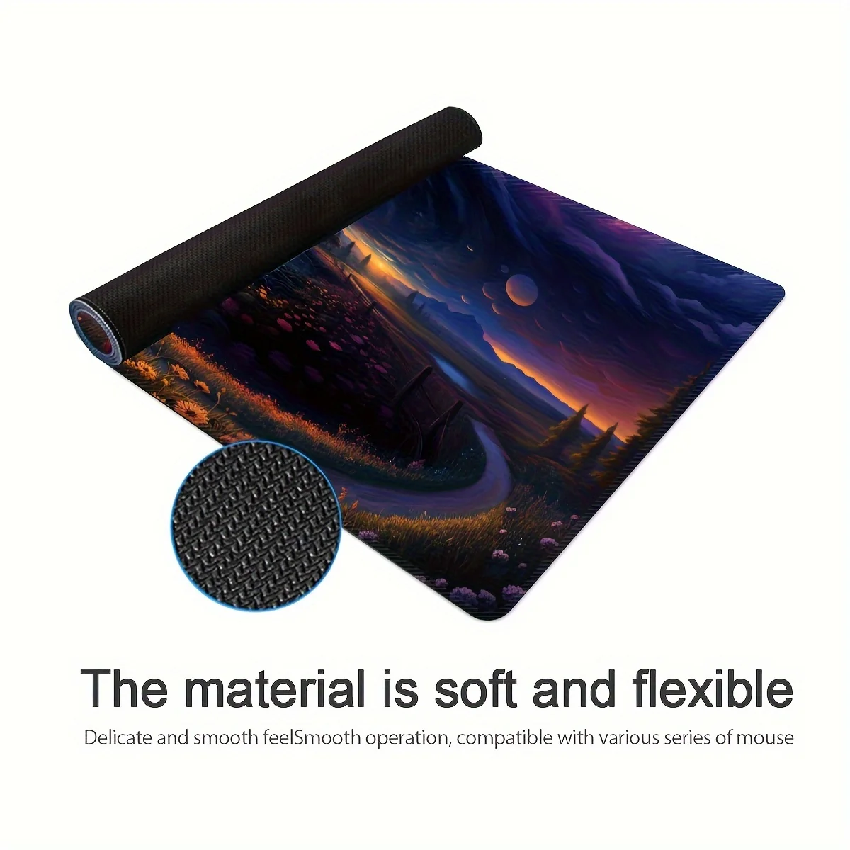 Alfombrilla de ratón de nubes giratorias de Anime, accesorios de escritorio de PC antideslizantes de goma grande, alfombrilla de ratón para teclado de oficina y jugadores, alfombrilla decorativa - imagen 5
