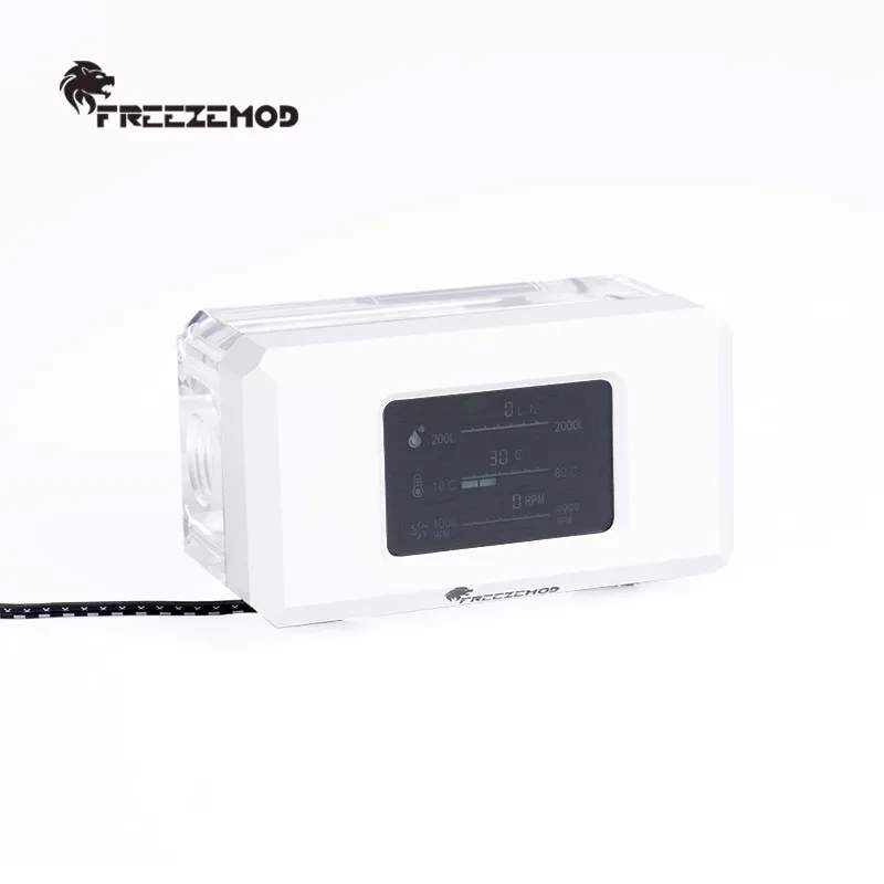 FREEZEMOD LSJ-ZN Enfriador de líquidos para PC Sensor de flujo ARGB de 5 V + caudal + termómetro Monitor de refrigeración por agua 3 en 1 Pantalla digital OLED, - imagen 2
