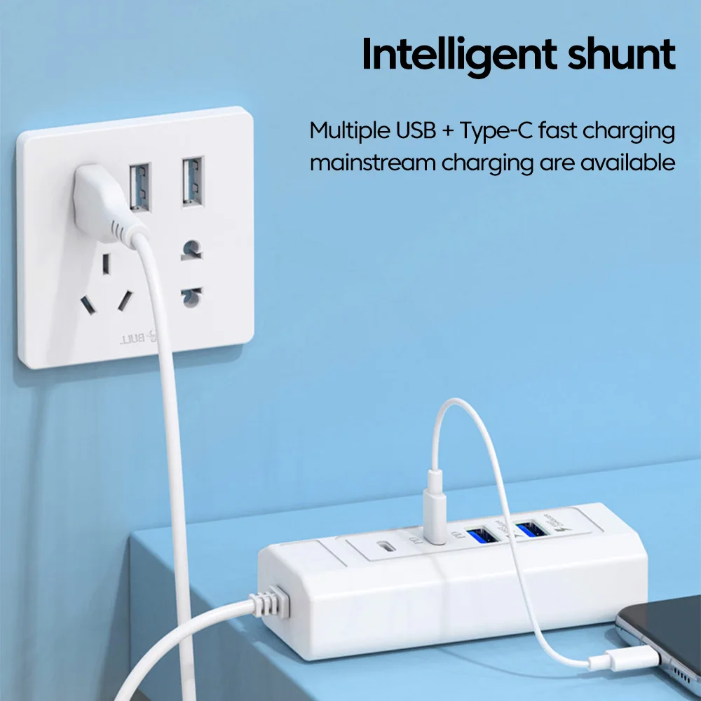 Cargador USB multipuerto PD, carga rápida, divisor QC3.0 de 4 puertos, cargador rápido para adaptador de pared de enchufe de extensión de teléfono móvil ﻿ - imagen 3