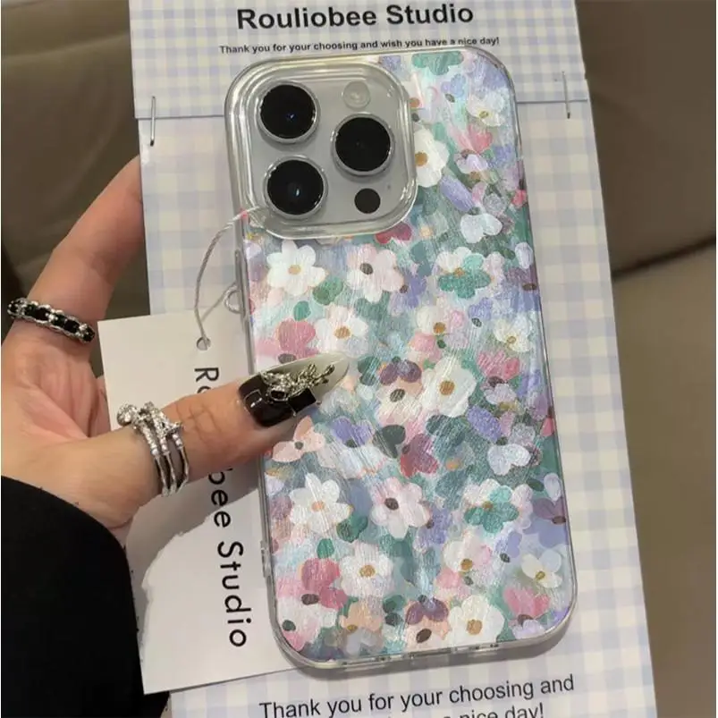 Funda de flores coloridas para iPhone 16Pro 17 15 14 13 12 11 Pro Max XR 7 8 Plus SE carcasa protectora de pantalla a prueba de golpes
