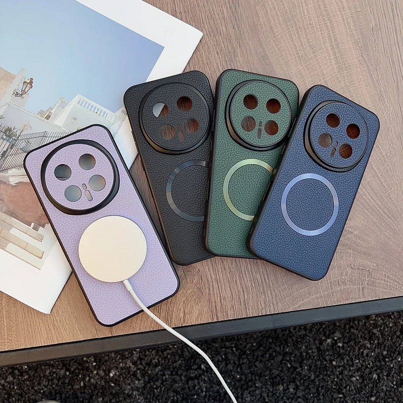 Para Honor Magic 8, 8 Pro funda magnética ELVEV Vintage Lichee patrón PU cuero duro PC cubierta de teléfono con succión