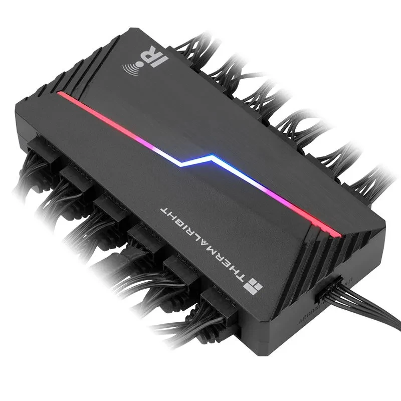 Hub de ventilador ARGB, control remoto por infrarrojos compatible con computadora PWM+Light AURA SYNC, interfaz de cabezales 12X - imagen 2